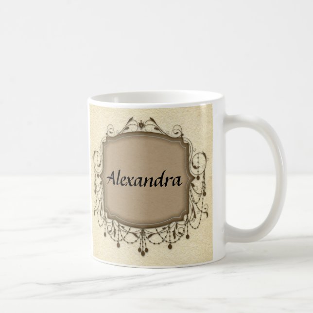 Elegant Chandelier Frame Personalised Name Coffee Mug (Right)