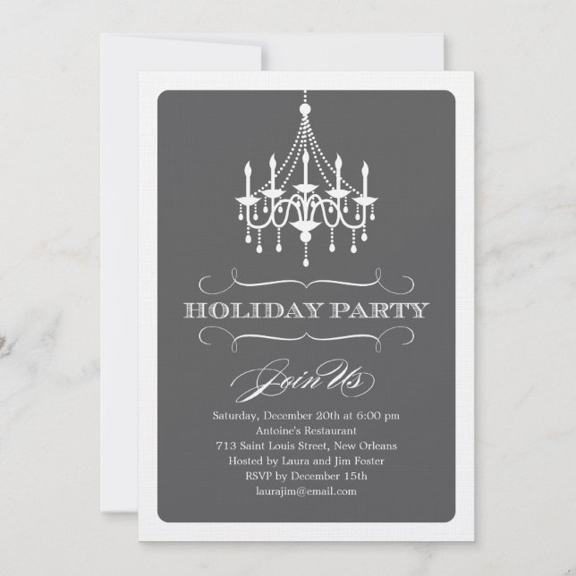 Elegant Chandelier Holiday Party Invitation (Front)