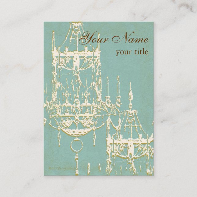 Elegant Chandelier in Ivory & Golden Hues Custom Business Card (Front)