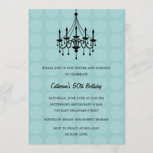 Elegant Chandelier Party Invitation - Turquoise