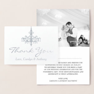 Elegant Chandelier Photo Wedding Thank You Foil Card