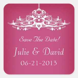 Elegant Chandelier Save The Date Wedding Square Sticker