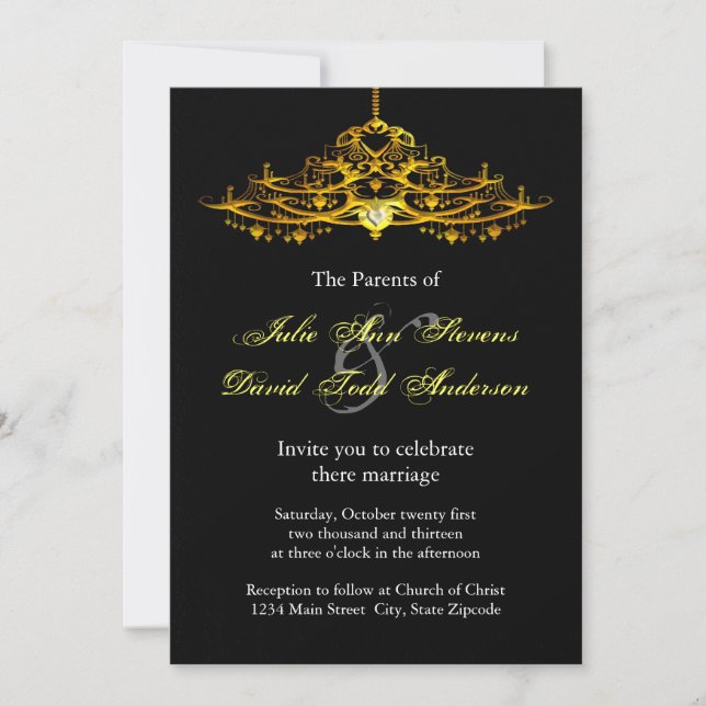 Elegant Chandelier Wedding Invitation (Front)