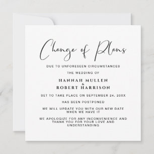 Elegant Change of Plans Postponement Wedding Announcement