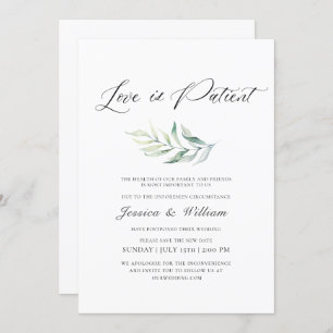 Elegant Change the Date Love is Patient Watercolor Invitation