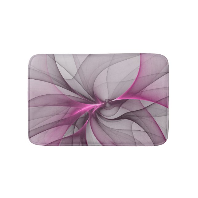 Elegant Chaos Modern Abstract Pink Fractal Art Bath Mat (Front)