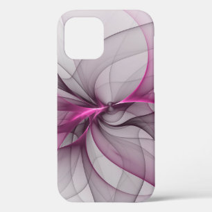 Elegant Chaos Modern Abstract Pink Fractal Art iPhone 12 Case