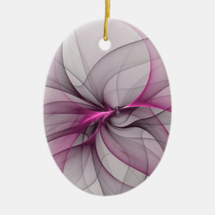 Elegant Chaos Modern Abstract Pink Fractal Art Ceramic Ornament