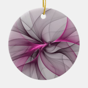 Elegant Chaos Modern Abstract Pink Fractal Art Ceramic Ornament