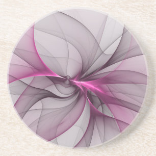 Elegant Chaos Modern Abstract Pink Fractal Art Coaster