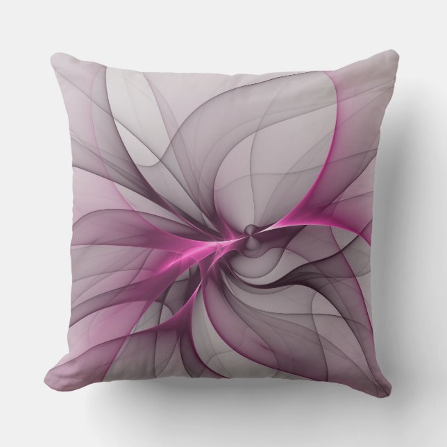 Elegant Chaos Modern Abstract Pink Fractal Art Cushion (Front)
