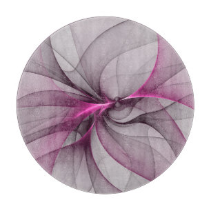 Elegant Chaos Modern Abstract Pink Fractal Art Cutting Board