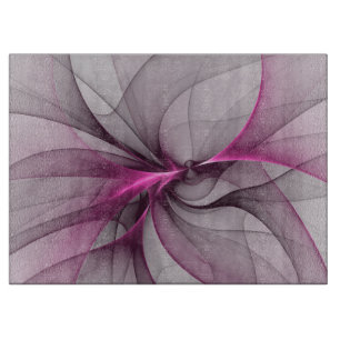 Elegant Chaos Modern Abstract Pink Fractal Art Cutting Board