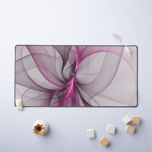 Elegant Chaos Modern Abstract Pink Fractal Art Desk Mat