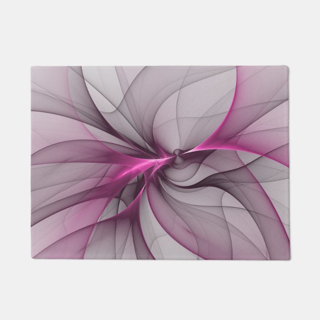 Elegant Chaos Modern Abstract Pink Fractal Art Doormat (Front)