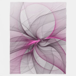 Elegant Chaos Modern Abstract Pink Fractal Art Fleece Blanket