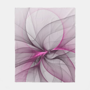 Elegant Chaos Modern Abstract Pink Fractal Art Fleece Blanket