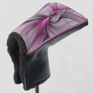 Elegant Chaos Modern Abstract Pink Fractal Art Golf Head Cover
