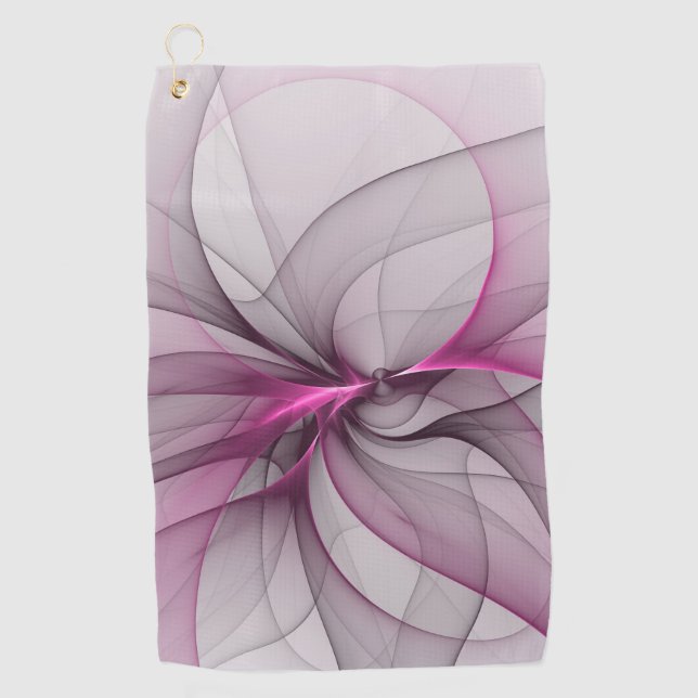 Elegant Chaos Modern Abstract Pink Fractal Art Golf Towel (Front)