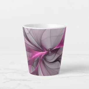 Elegant Chaos Modern Abstract Pink Fractal Art Latte Mug