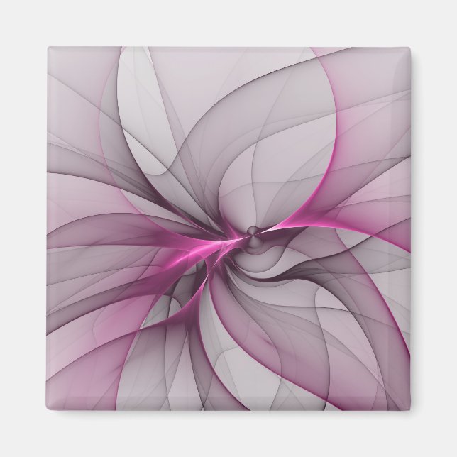 Elegant Chaos Modern Abstract Pink Fractal Art Magnet (Front)