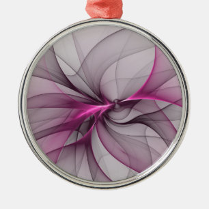 Elegant Chaos Modern Abstract Pink Fractal Art Metal Ornament