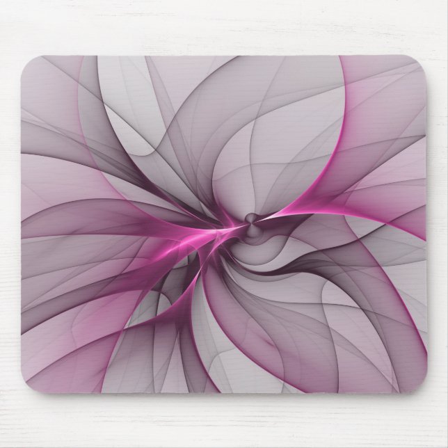 Elegant Chaos Modern Abstract Pink Fractal Art Mouse Pad (Front)