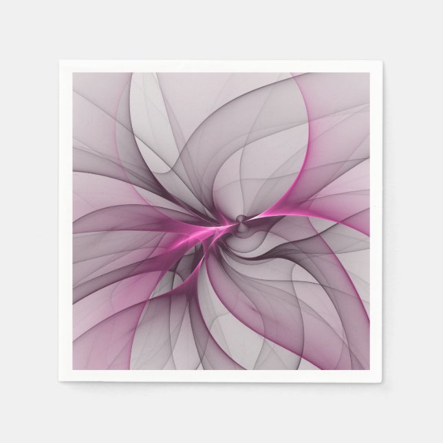 Elegant Chaos Modern Abstract Pink Fractal Art Napkin (Front)