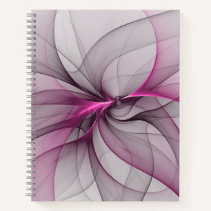 Elegant Chaos Modern Abstract Pink Fractal Art Notebook