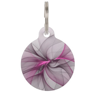 Elegant Chaos Modern Abstract Pink Fractal Art Pet Tag
