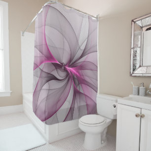 Elegant Chaos Modern Abstract Pink Fractal Art Shower Curtain