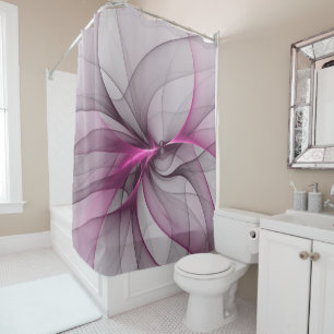 Elegant Chaos Modern Abstract Pink Fractal Art Shower Curtain