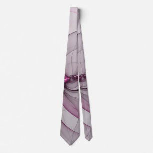 Elegant Chaos Modern Abstract Pink Fractal Art Tie