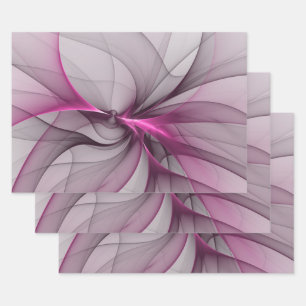 Elegant Chaos Modern Abstract Pink Fractal Art Wrapping Paper Sheet