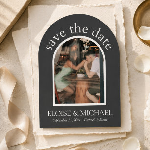 Elegant Charcoal Arch Photo Save The Date