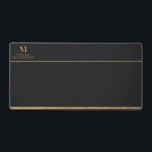 Elegant Charcoal Black & Gold Add Name & Monogram  Desk Mat<br><div class="desc">Your monogrammed desk mat is a beautifully personalised way to show off your style. It features an elegant initial and name to personalise. To personalise the monogram with your own letter, please click on "Edit using design tool" and "crop". Move the cropped area to your letter. Then click "Done" and...</div>