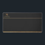 Elegant Charcoal Black & Gold Add Name & Monogram  Desk Mat<br><div class="desc">Your monogrammed desk mat is a beautifully personalised way to show off your style. It features an elegant initial and name to personalise. To personalise the monogram with your own letter, please click on "Edit using design tool" and "crop". Move the cropped area to your letter. Then click "Done" and...</div>