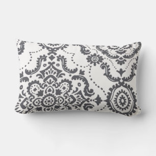 Elegant Charcoal Gray Damask Paisley Accent Pillow
