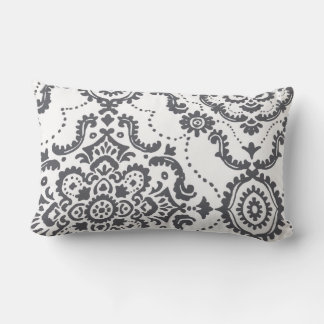 Elegant Charcoal Gray Damask Paisley Accent Pillow
