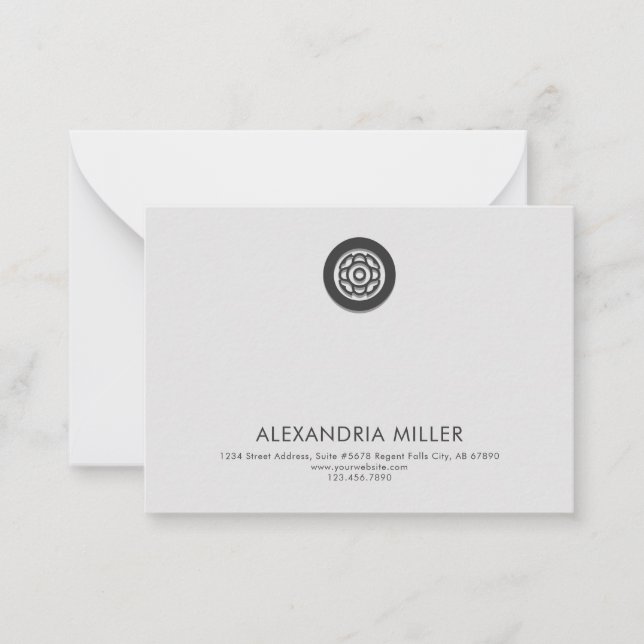 Elegant Charcoal Grey Business Note Card (Front)