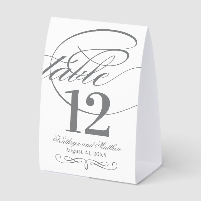 Elegant Charcoal Grey Calligraphy Script Wedding (Front)