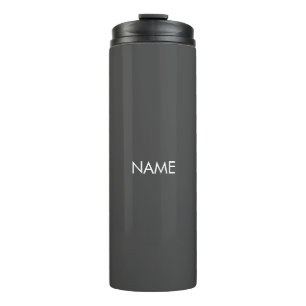 Elegant charcoal grey custom name text monogram thermal tumbler