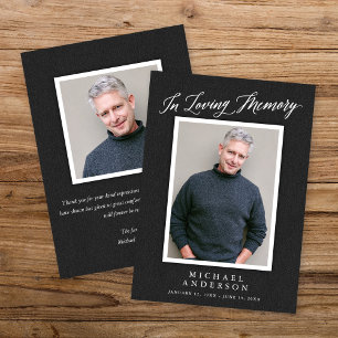 Elegant Charcoal Grey Memorial Photo Announcement
