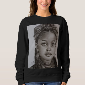 Elegant Charcoal & Pencil Girl Portrait Illustrati Sweatshirt