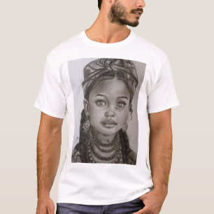 Elegant Charcoal & Pencil Girl Portrait Illustrati T-Shirt