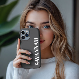 Elegant charcoal personalized name simple  iPhone 13 pro max case