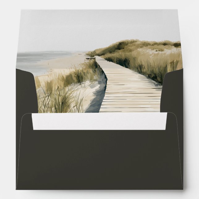 Elegant Charcoal Script Return Address Wedding Envelope (Back (Bottom))