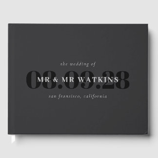 Elegant Charcoal Typography Wedding Guest Book