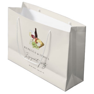 Elegant Charcuterie Wine & Cheese Engagement Party Large Gift Bag