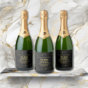 Elegant Charity Gala Event Black Gold Stars Sparkling Wine Label